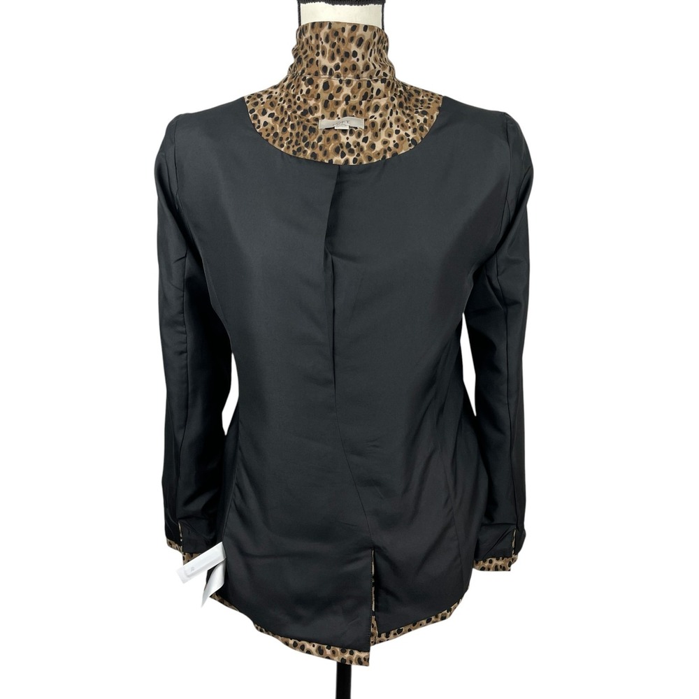 LOFT Petites Blazer Jacket 6P Brown Black Leopard Animal Print Open Front Career - Picture 7 of 12